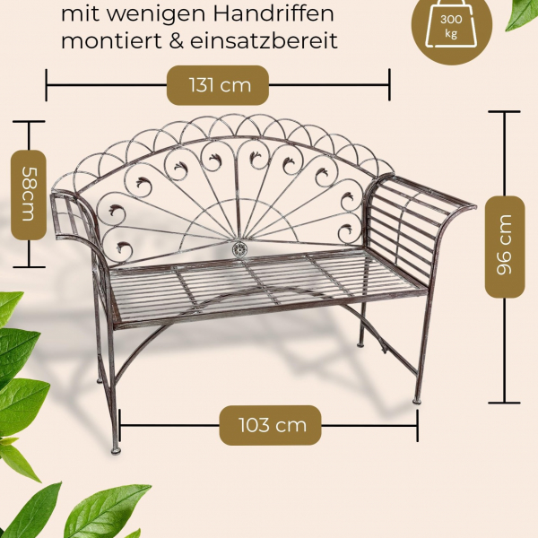 Gartenbank Toledo 2-Sitzer – Landhaus Metallbank für Balkon & Garten